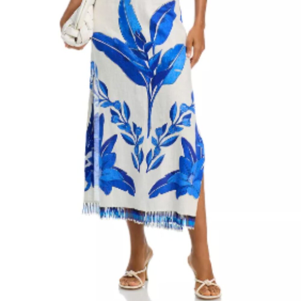 FARM Rio White Maxi Dress with Bold Blue Botanical Print - Picture 2 of 5